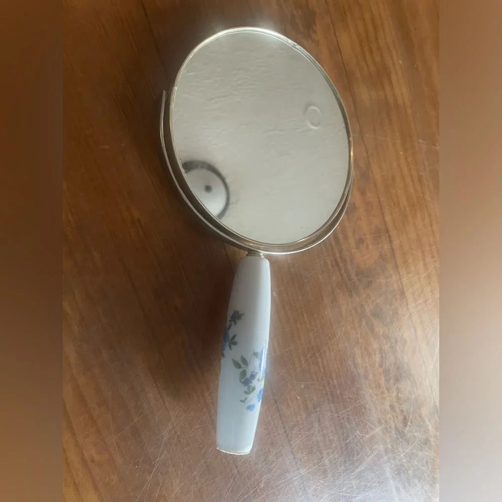 Vintage Double Sided Mirror with Floral Handle